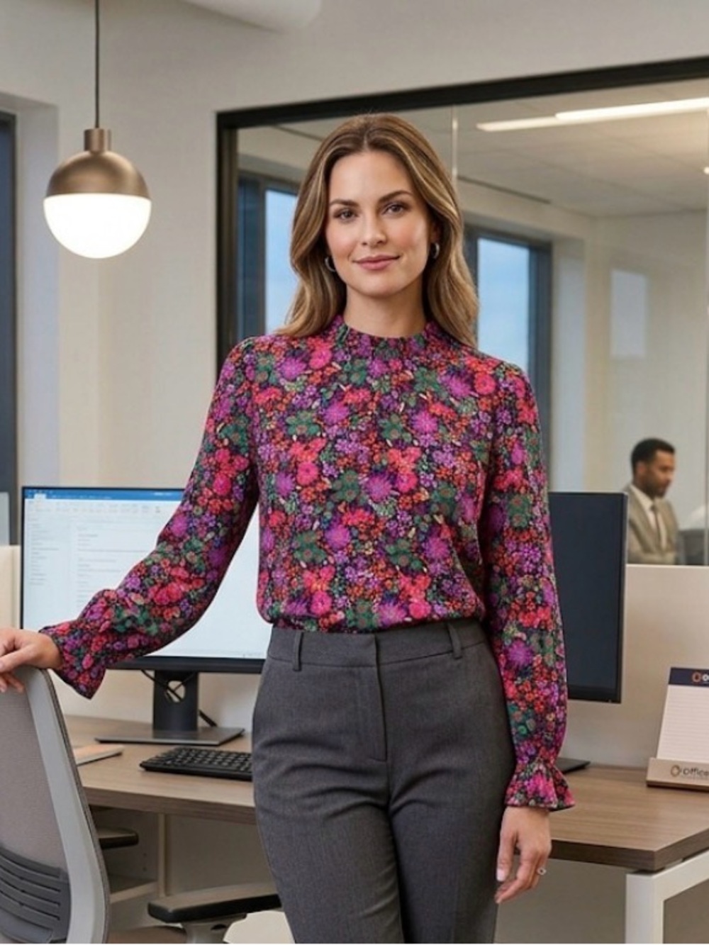 JODIFL Ditsy Floral Blouse, Women’s S, Fit to Medium, Multicolor